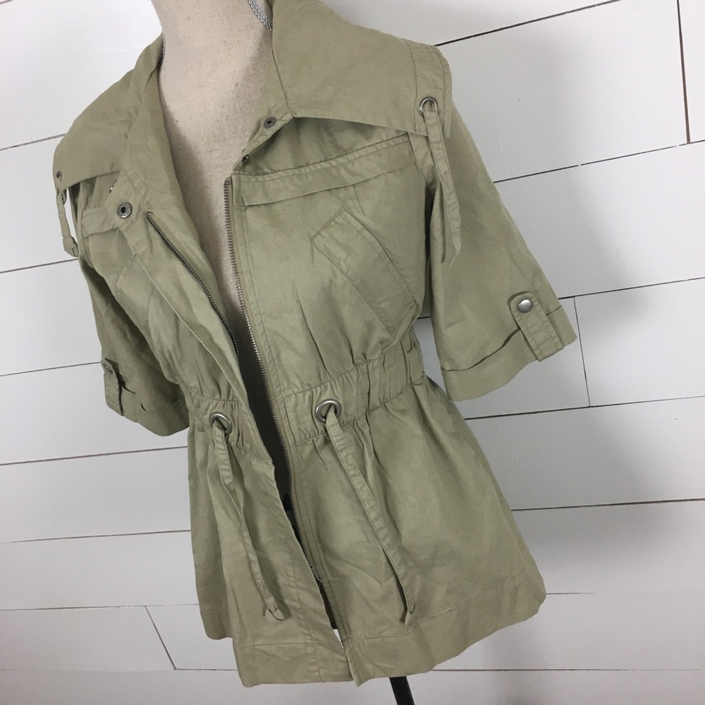 ❌SOLD❌ tulle khaki utility jacket trench coat - Picture 4 of 8